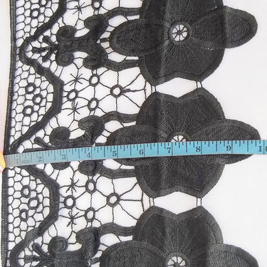 Black Floral Embroidery Crochet (Cotton) One Yard Lace Trims, Indian Laces, Indian Trims